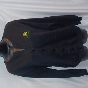VINTAGE Andrew Rohan Edwards John Deere Black Cardigan Sweater